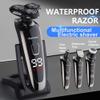 Electric Razor for Men Shaver Rechargeable 100% Waterproof Rotary for Shaving with Nose Trimmer Sideburns Trimmer Face Cleaning Brush view 2