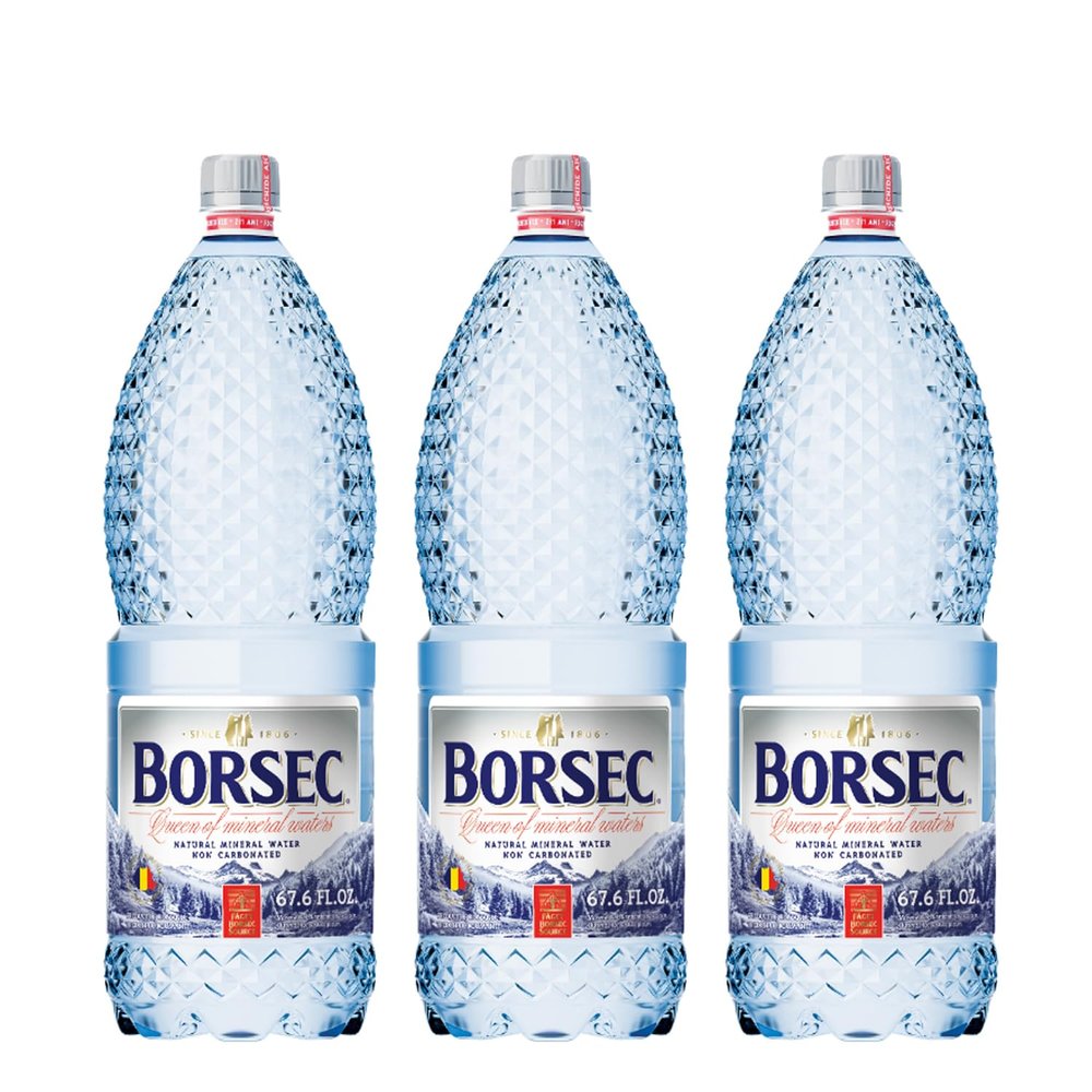 Borsec Natural Mineral Water 2L | Still Mountain Water Bottle | Romanian Apa Minerala Naturala Plata (3 Pack)