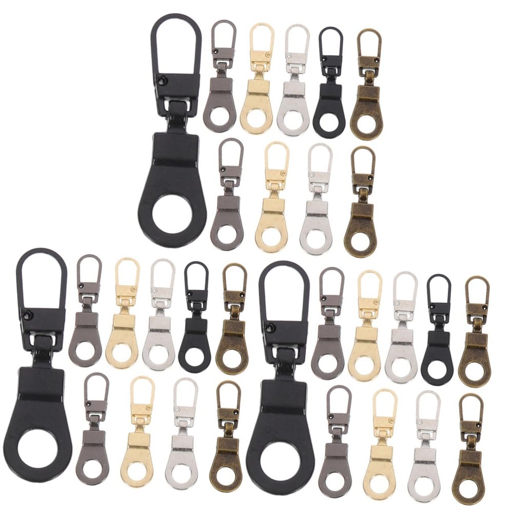 NUOBESTY 30pcs Detachable Zipper Slider Replacement Pulls for Luggage Handbags Purses Jacket Clothing Zipper Repair Fix