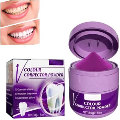 Purple Corrector Teeth Whitening Powder Tooth Stain Removal Oral,Teeth Whitening Booster,Purple Teeth Whitening Sensitive Teeth Powder, for Against Yellow Teeth, for All Teeth Types (3 Pcs)