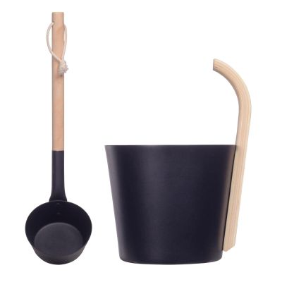 Sauna Bucket, 7l Sauna Duump Bucket, Aluminum Sauna Ladle, Sauna Water Bucket, Finnish Sauna Bucket with Long Handle Spoon, Sauna Bath Bucket for Home Bathroom Spa Center Hotel