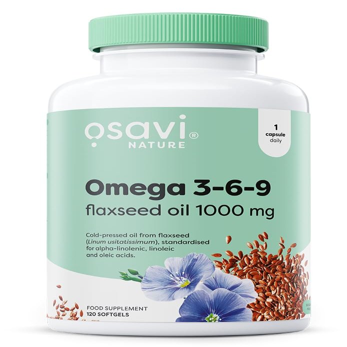Osavi Omega 369 Flaxseed Oil 1000 mg  120 Softgels | ColdPressed Flaxseed Oil with Essential Omega 369 Fatty Acids | Rich in Unsaturated Fatty Acids