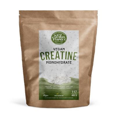 Vegan Creatine Monohydrate (Creapure) by Ekopura | European Product, 100% Pure and Clean | 400g, 117 Servings