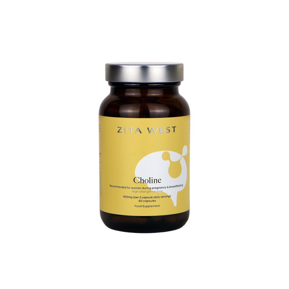 Zita West Choline Supplement - 400mg Choline Bitartrate for Pregnancy & Postnatal Support, 60 Capsules (1 Month Supply)