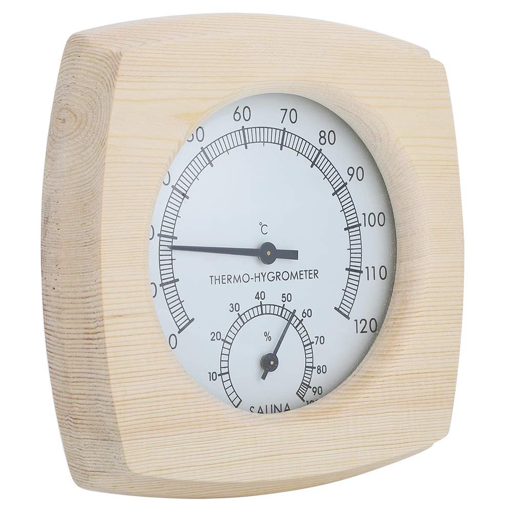 Ghzste Wood ThermoHygrometer Thermometer Hygrometer for Bathroom Sauna Room Accessory