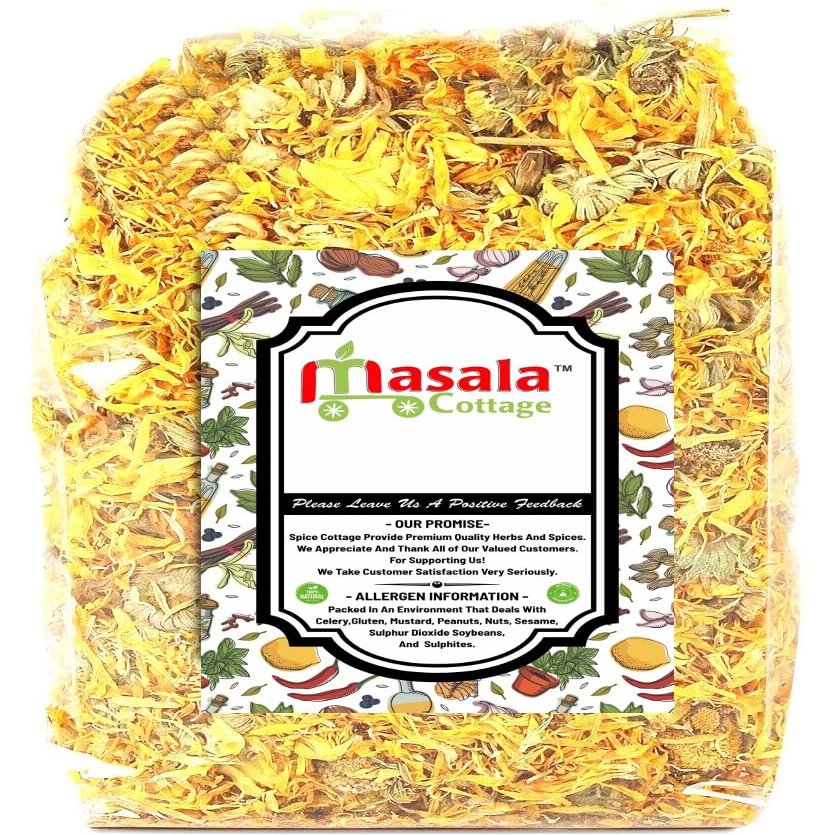 Calendula Petals | Dried Marigold Petals Loose Premium Quality by Masala Cottage 25g-1900g (25, Grams)