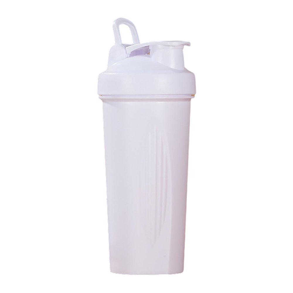 lopituwe Stylish Shaker Bottle with Shaker Balls for Fitness Enthusiasts Portable Sports Fitness Protein Powder Water Cup PP, Full White
