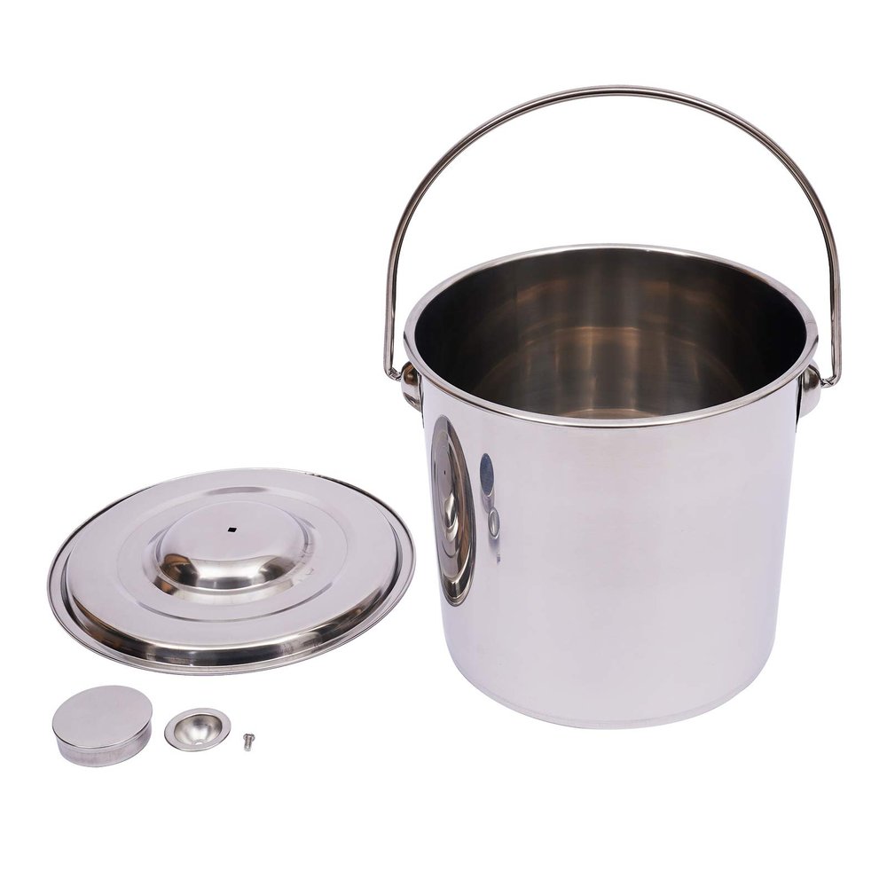 Stainless Steel Bucket 6L/12L/20L Barrel Bucket Food Water storage with Lid and Handle,Bucket Kitchen Feeding Bucket Milk Bucket Ice Bucket Champagne Cooler Bucket (20 Liter)