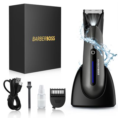 BarberBoss Body Groomer for Men  Groin, Pubic & Ball Hair Trimmer | Waterproof Body Shaver & Men's Pube, Balls Trimmer (QR-2075)