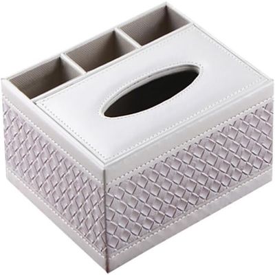 Acrylic tissue box, desktop tissue boxBox Multipurpose Tissue OrganizerDesktop Household White Paper Towel Holder Leather Tissue HolderDesktop Organizer European Style Remote Control PaperBox Carton