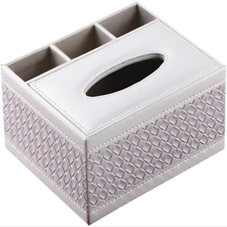 Acrylic tissue box, desktop tissue boxBox Multipurpose Tissue OrganizerDesktop Household White Paper Towel Holder Leather Tissue HolderDesktop Organizer European Style Remote Control PaperBox Carton