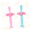 PartyKindom 4pcs Manual Toothbrush for Toddlers Boys and Girls Silicone Oral Cleaner Safe Chewing Easy to Stand view 2