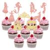 Gyufise 36Pcs Princess Cupcake Toppers Glitter Mermaid Girl Castle High Heel Crown Cupcake Picks Princess Theme Baby Shower Girls Birthday Party Cake Decorations Rose Gold view 1