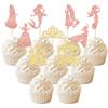 Gyufise 36Pcs Princess Cupcake Toppers Glitter Mermaid Girl Castle High Heel Crown Cupcake Picks Princess Theme Baby Shower Girls Birthday Party Cake Decorations Rose Gold view 2