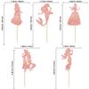Gyufise 36Pcs Princess Cupcake Toppers Glitter Mermaid Girl Castle High Heel Crown Cupcake Picks Princess Theme Baby Shower Girls Birthday Party Cake Decorations Rose Gold view 3