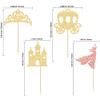 Gyufise 36Pcs Princess Cupcake Toppers Glitter Mermaid Girl Castle High Heel Crown Cupcake Picks Princess Theme Baby Shower Girls Birthday Party Cake Decorations Rose Gold view 4