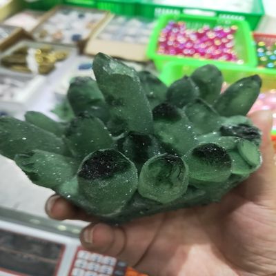1000gRare Natural Green Ghost Cluster Crystal Stone Clear Crystal Natural Specter Reiki Quartz Stones Specimen ZoCzkgzd (Size : 1400W)