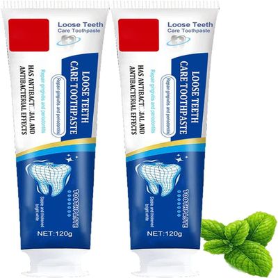 Loose Teeth Care Toothpaste, Ginseng Propolis Conservation Toothpaste, Loose Teeth Toothpaste, Deep Cleaning Care Toothpaste, Teeth Whitening Fresh Breath, 120g (2pcs)