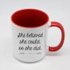 She Believed She Could So She Did, Congratulations Gifts, Women Gift, 15oz Ceramic Coffee, Tea Mug. (Red Inside) view 2