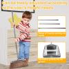 Metal Dustpan and Brush Sets Upright Long Handle Broom and Dustpan Set Heavy Duty Stainless Steel Broom Dustpan for Sweeping Indoor Outdoor Kitchen Lobby Floor (Square) view 4