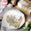 200 Pcs Boho Leaves Decorative Paper Napkins Floral Guest Hand Towels Tan Leaf with Floral Paper Napkins for Bathroom 2 Ply Disposable Hand Towels for Spring Baby Shower Holiday Party Supplies view 3