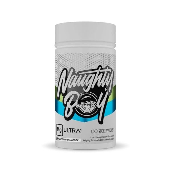 NaughtyBoy MGUltra - 60 Serving,Magnesium Complex, 950mg Blend with Bisglycinate, Taurate, Malate & Citrate,Essential Everyday Supplement