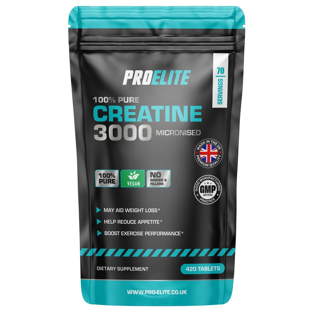 Creatine Monohydrate 3000mg - 420 Vegan Tablets - Boost Gym Energy Supplement for Men & Women for Workout - Micronised Creatine Powder Capsules Alternative - Vegan & Keto Unflavoured by PROELITE