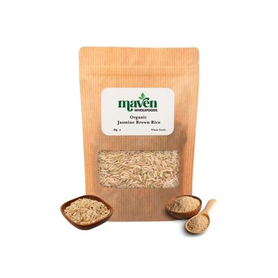Maven Wholefoods Organic Jasmine Brown Rice 3kg | GMO Free | Raw | Vegan | High Fibre | Certified Organic | Source of Protein | 100% Pure and Natural | No Additives | No Preservatives (3kg)