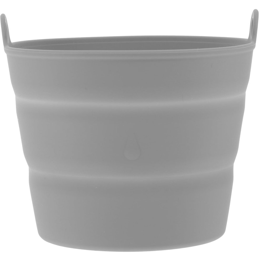 SEWOART Silicone Foldable Oil Bucket Inner Liner for Barbecue Grill, Reusable Foldable Silicone Grill Bucket Liner, Gray Bbq Drip Pan Accessory for Outdoor Cooking