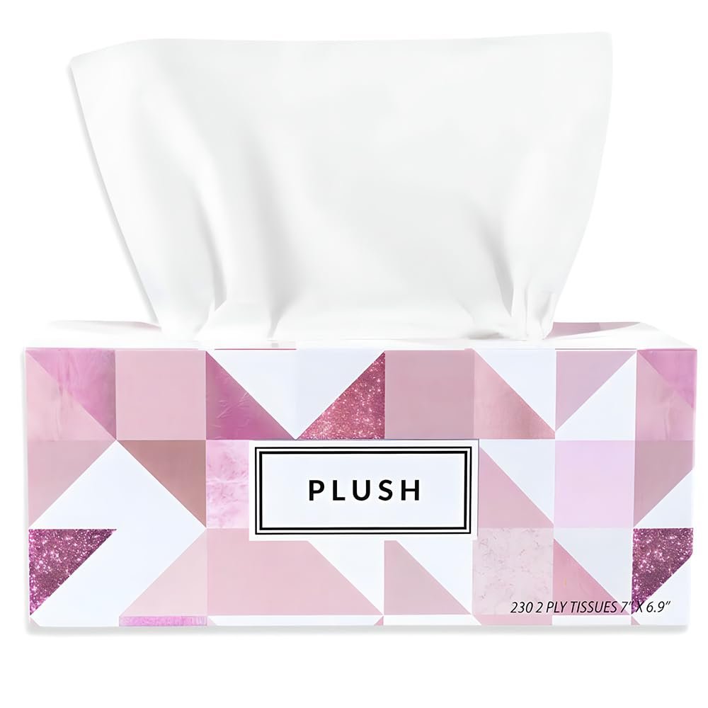 Luxurious Pink Plush 2 Ply Tissues - 7" x 6.9" (230 Sheets) - Soft & Durable Design - Perfect for Home & Parties