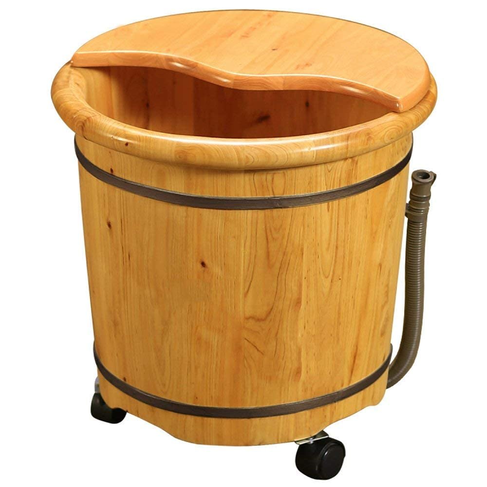GSDOMJ Natural Wooden Footbath Bucket,Wooden Foot Bath Foot Basin Household Foot Bath Foot Tub Household Foot Bath Heightening Beauty Relief,Onecolor-42 40Cm Anniversary Comfortable anniversary