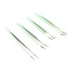 Eyelash Applicator Tweezers, Tight Bite Lightweight Ergonomic Tweezers Kit, 4Pcs Stainless Steel for Dorm Party (Green) view 2