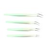 Eyelash Applicator Tweezers, Tight Bite Lightweight Ergonomic Tweezers Kit, 4Pcs Stainless Steel for Dorm Party (Green) view 3