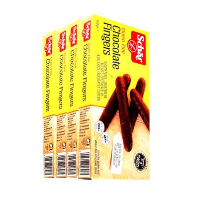 Asokobox Gluten Free Chocolate Fingers Bundle - with Schar Free from Gluten Chocolate Biscuit Fingers - 4 x 150g