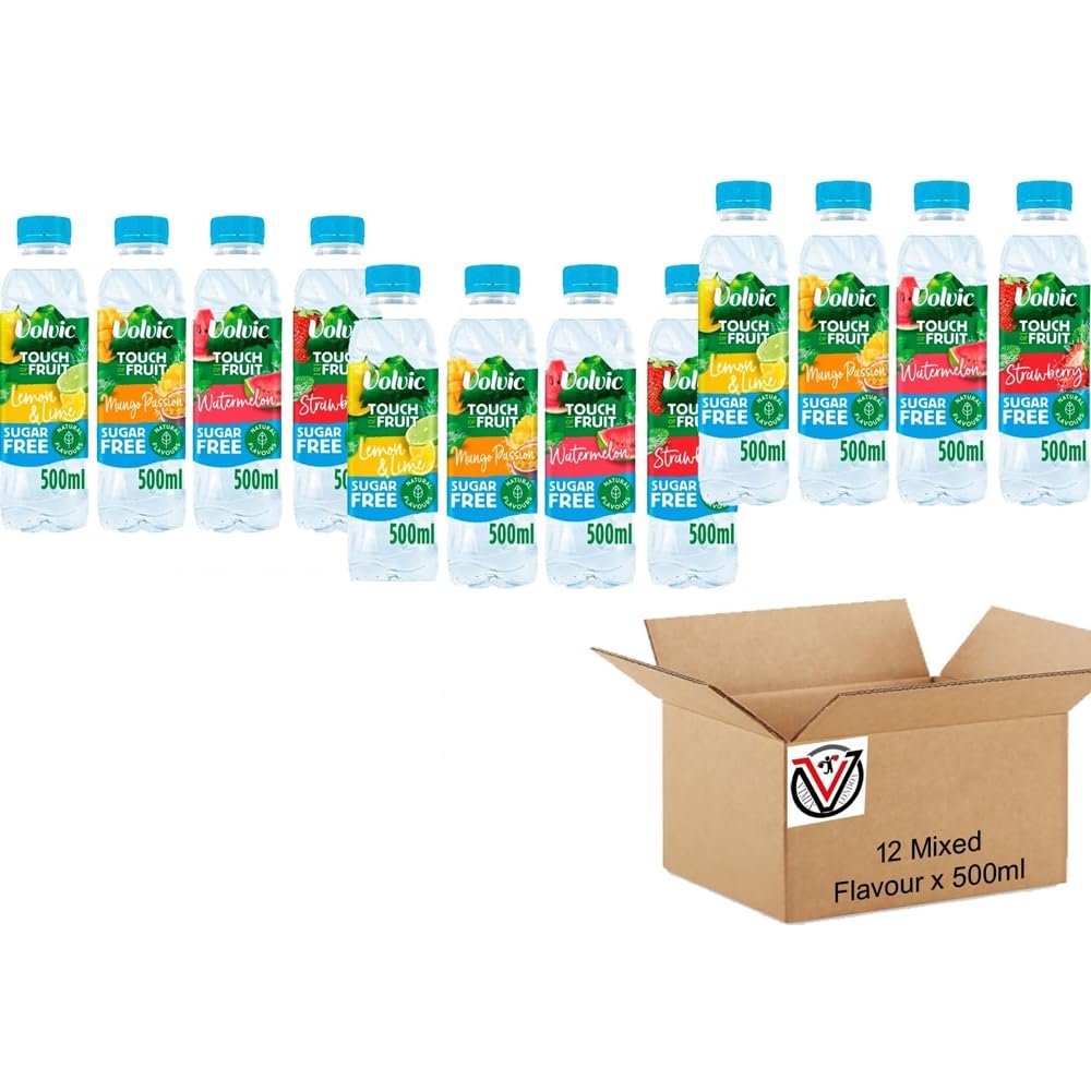 Touch of Fruit Sugar Free Strawberry, Watermelon, Mango, Lemon & Lime Natural Flavoured Water 500ml | VIMIX Mixed Natural Flavoured Water (12 Mixed)