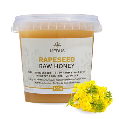 Earthbreath Rapeseed Raw Honey - Oilseed Canola - 900g - Pure, Unprocessed, Unpasteurised - From Single Apiary - Natural Healthy Sweetener for Cooking, Coffe, Tea, Juice, Drinks, Food