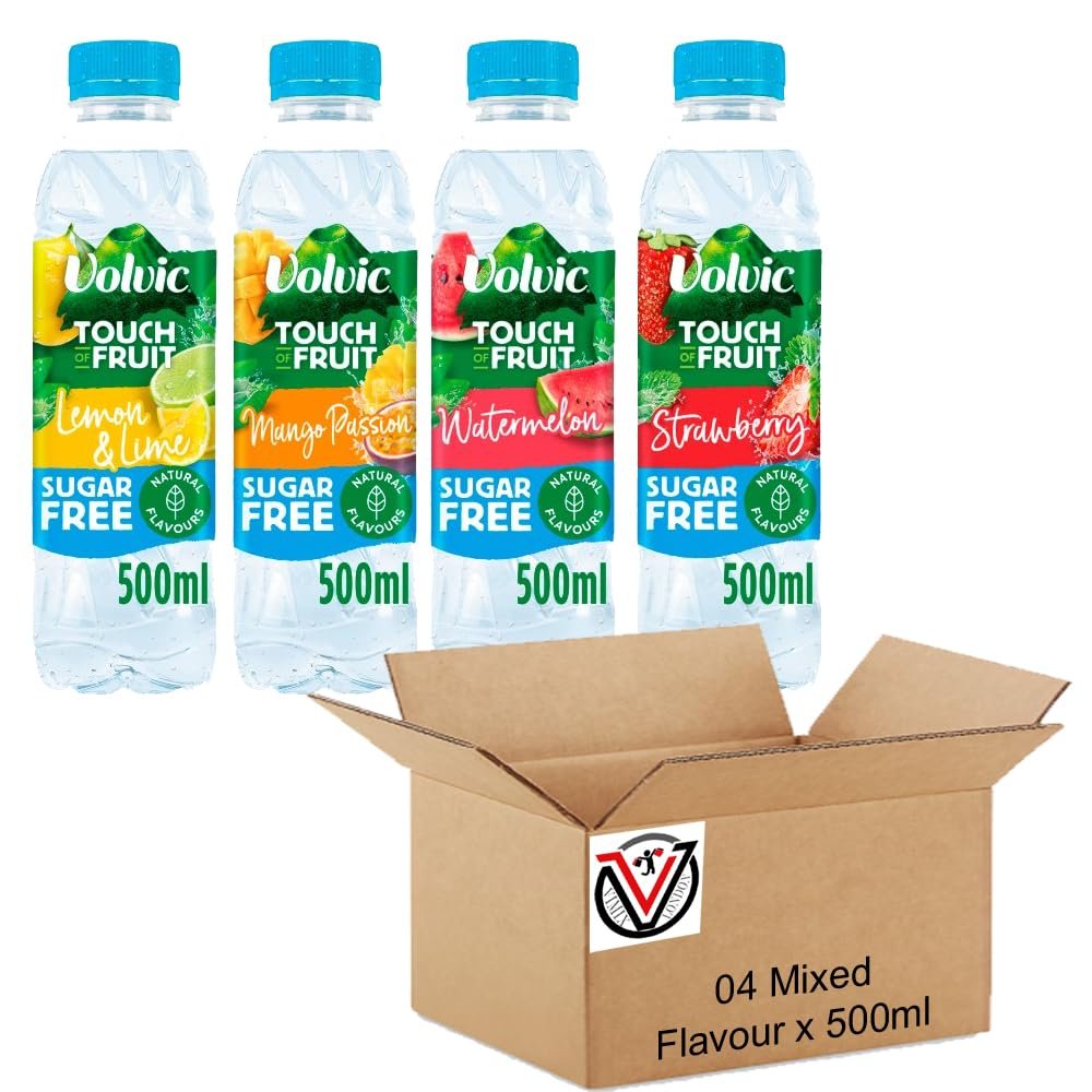 Touch of Fruit Sugar Free Strawberry, Watermelon, Mango, Lemon & Lime Natural Flavoured Water 500ml | VIMIX Mixed Natural Flavoured Water (04 Mixed)