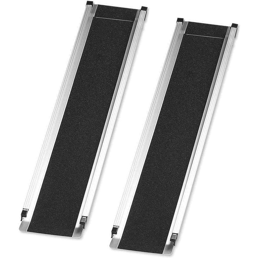 2PCS Telescopic Wheelchair Ramps, Lightweight Aluminium Threshold Ramp with Anti-slip Surface and Carrying Bag, 2 Section Telescoping Ramps for for Home Stair Steps - 7FT, 272KG Loading Capacity