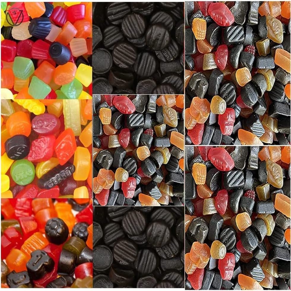 Lion Various Types of Sweets Bag - Liquorice, Wine Gums, Fruit Salads, Footballs Gums, Poor Bens & All Mixed | Hard Gums Sweet (2kg, All Mixed)
