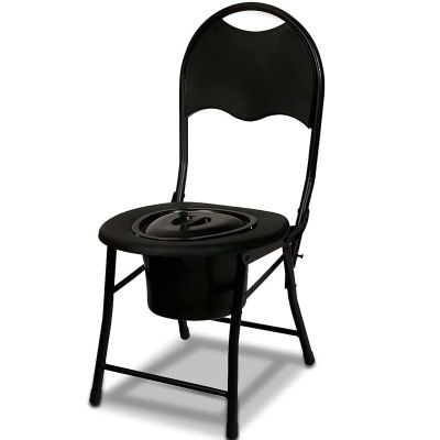 Bedside Commode Chair, Portable Camping Toilet Chair with Backrest,Lightweight Foldable,for Pregnant Women/Elderly/Disabled People