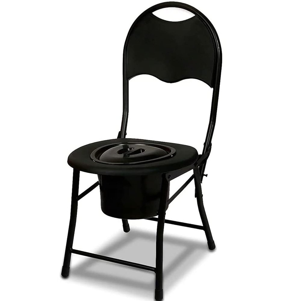 Bedside Commode Chair, Portable Camping Toilet Chair with Backrest,Lightweight Foldable,for Pregnant Women/Elderly/Disabled People