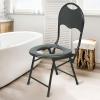 Bedside Commode Chair, Portable Camping Toilet Chair with Backrest,Lightweight Foldable,for Pregnant Women/Elderly/Disabled People view 3
