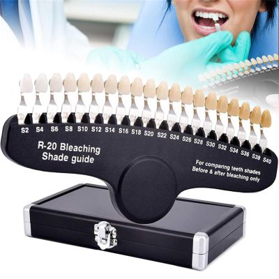HEAXIY 20 Colors Dental Teeth Shade Guide Model, 3D Professional Teeth Whitening Tracking Chart Tooth Color Compare Materials Oral Care Dentist Tools