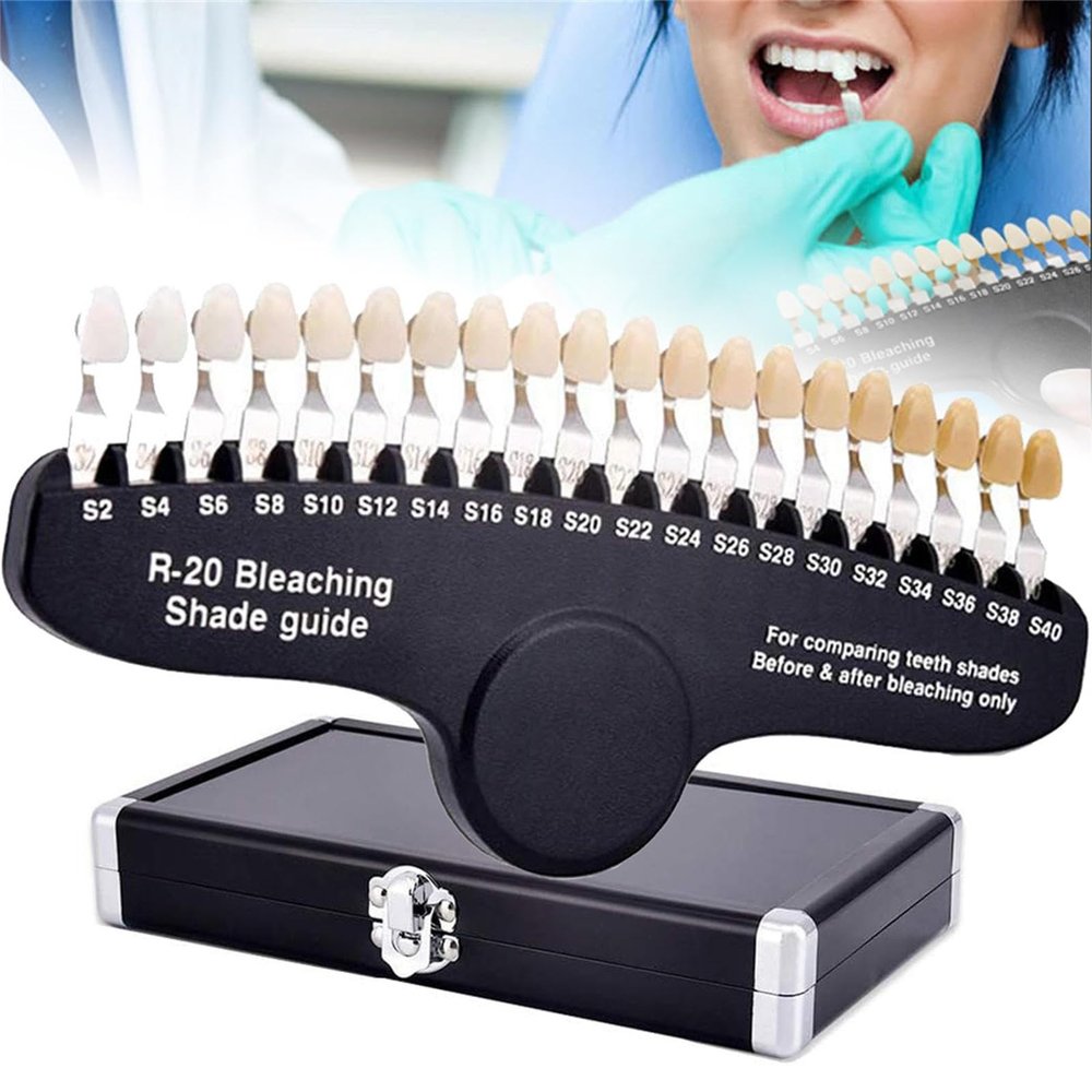 HEAXIY 20 Colors Dental Teeth Shade Guide Model, 3D Professional Teeth Whitening Tracking Chart Tooth Color Compare Materials Oral Care Dentist Tools
