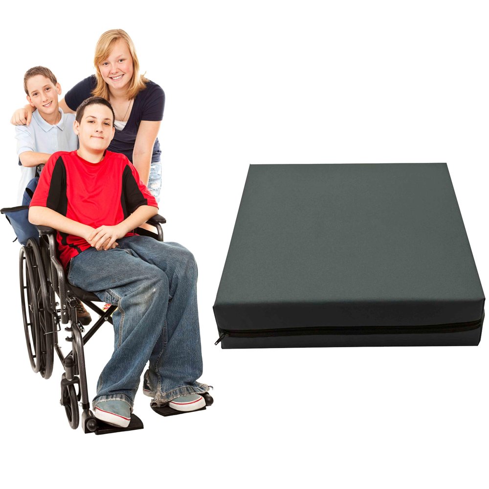 FOAM UNIVERSE Wheelchair Cushions for Pressure Relief Memory Foam Waterproof Orthopedic Back Support Removeable Zipped Cover Ask Any Customize Size (Charcoal, 18x18x4inch 45x45x10cm)