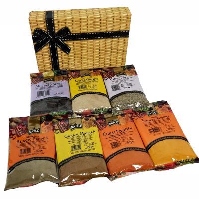 Authentic Indian Spice Gift Box| 7 Spice Refill Pack for Your Kitchen | Favourite Spices in Wicker Style Box
