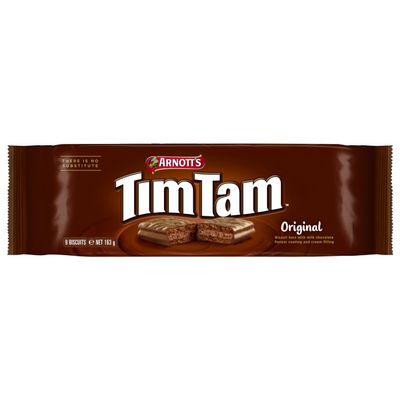 Arnotts Tim Tam Biscuits Bars with Milk Chocolate Flavour Coating, Original 163g