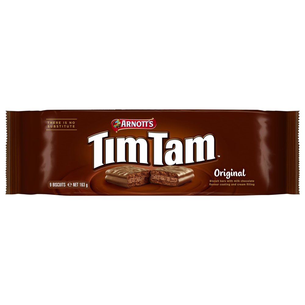 Arnotts Tim Tam Biscuits Bars with Milk Chocolate Flavour Coating, Original 163g