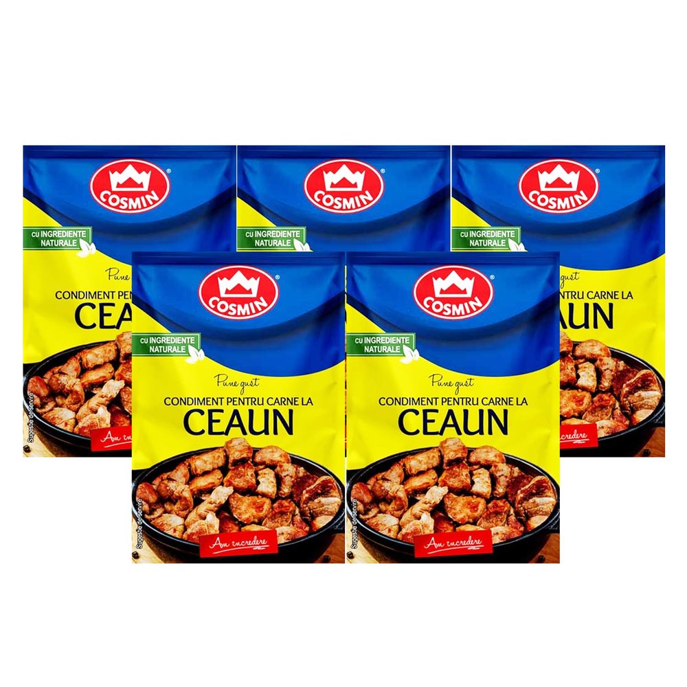 Cosmin Condiment Carne La Ceaun 20g | Boiled Meat Condiment | Seasoning For Meat In Cauldron | Ideal For Pork Meat, Pork Alms & Tochitura (5 Pack, Boiled Meat Condiment 20g)