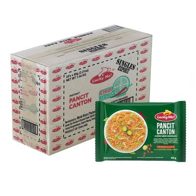 Lucky Me! Pancit Canton Spicy Instant Noodles Chilimansi Flavour 60g (Pack of 24)